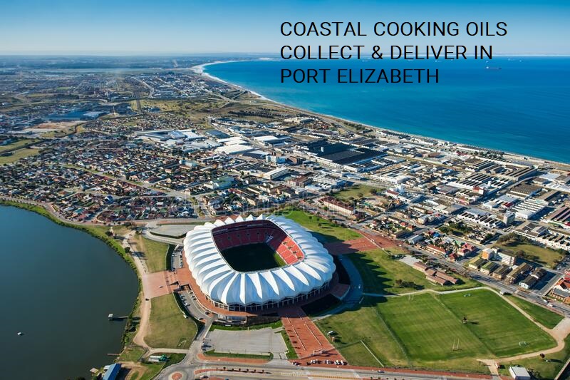 Birds Eye view of Port Elizabeth Stadium saying Coastal Oils collect and deliver in Port Elizabeth